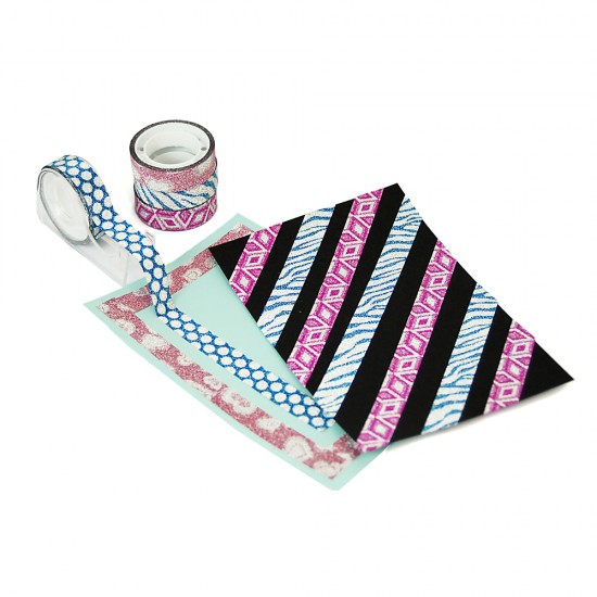 Блестящо декоративно тиксо WASHI TAPE, 4 бр. + поставка