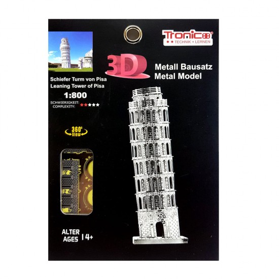 3D метален пъзел, Кулата в Пиза, Tronico 3D метален пъзел, Кулата в Пиза, Tronico