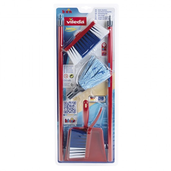 We Clean, Детски комплект за почистване Vileda – моп, метла и лопатка, 4 части We Clean, Детски комплект за почистване Vileda – моп, метла и лопатка, 4 части