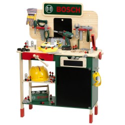 Bosch Mini, Детска дървена работилница „Малък майстор“, 100 части, от борова дървесина Bosch Mini, Детска дървена работилница „Малък майстор“, 100 части, от борова дървесина